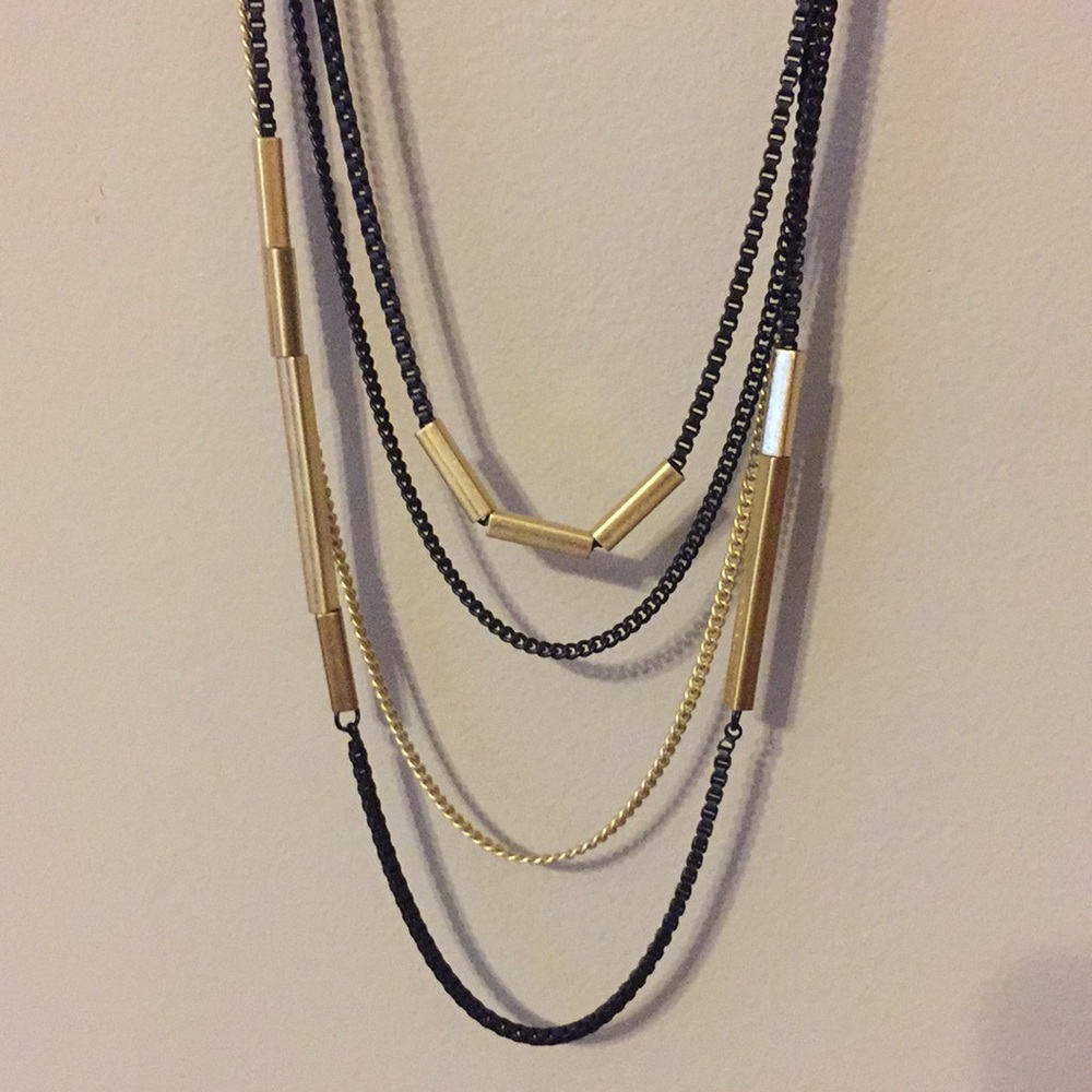 Lia Sophia black and gold long necklace